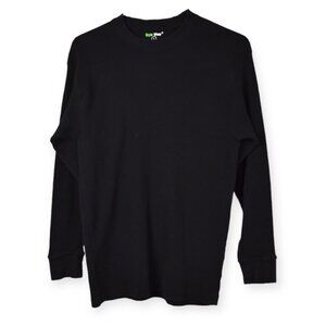 Style Wear Thermal L Mens Black Pullover Waffled Knit Heavy Weight Cotton